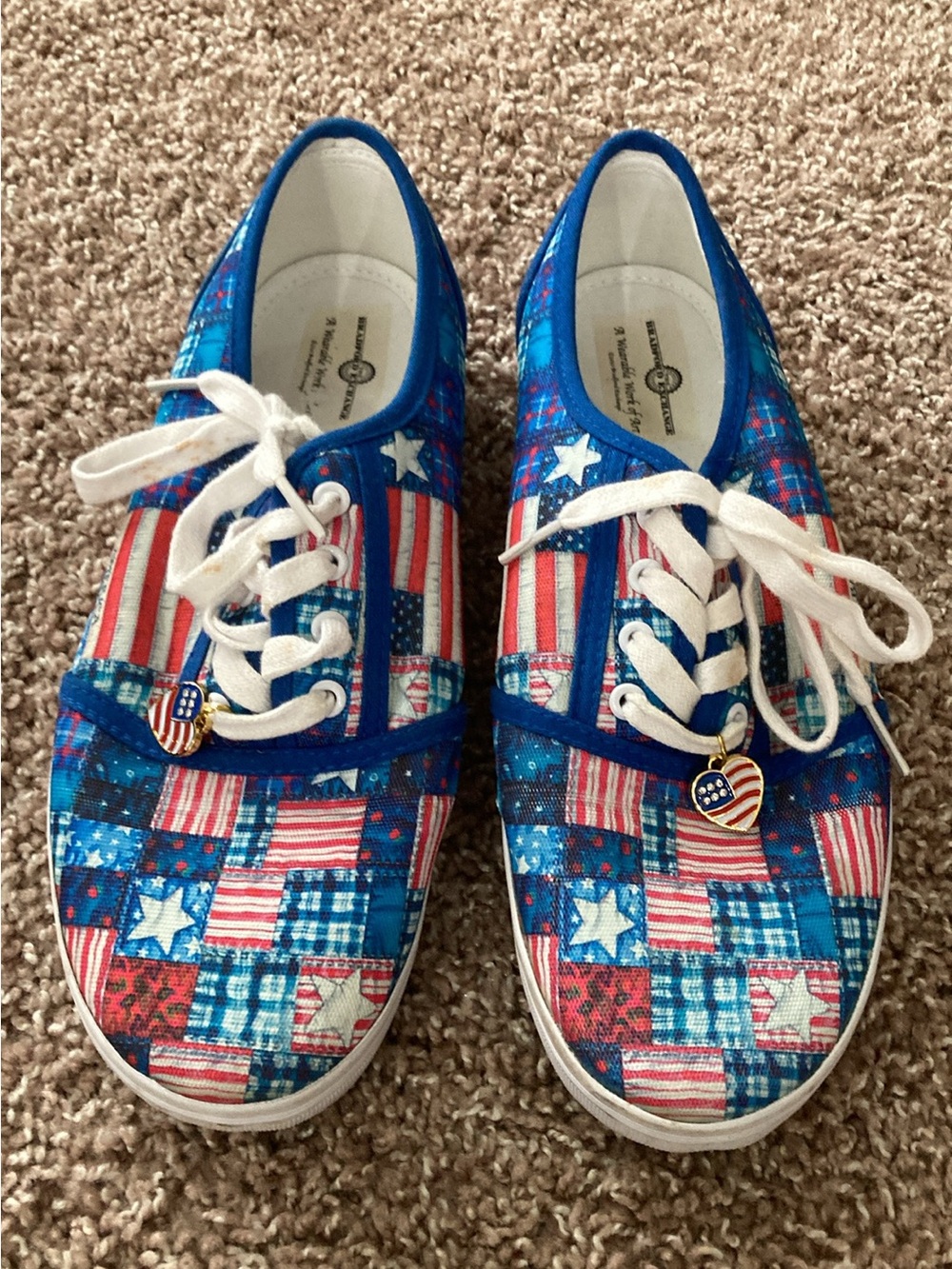 The Bradford Exchange’s Patriotic Patchwork Sneakers - Red, White, & Blue, sz. 9